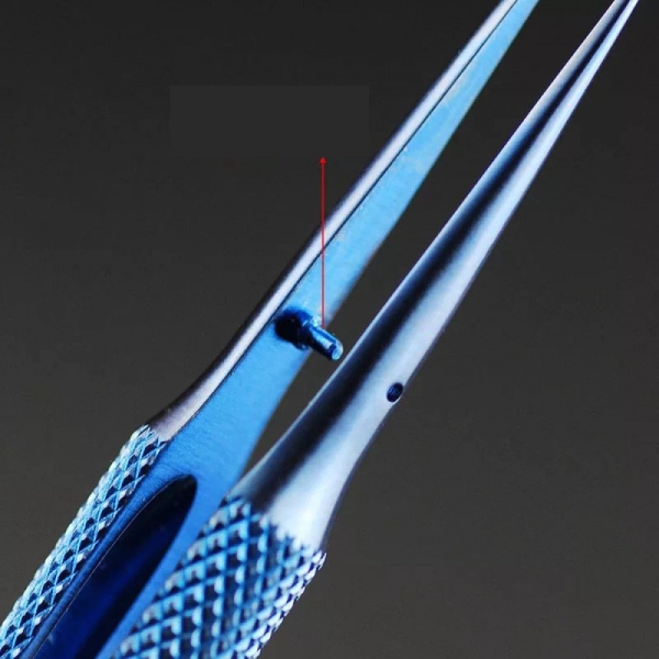 Blue Straight Head Titanium Alloy Ultra Precise Tweezer