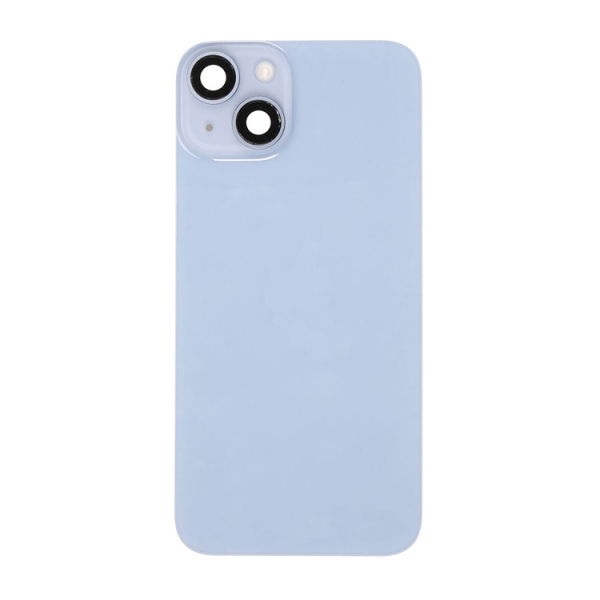 For iPhone 14 Plus Back Cover Glass with Back Panel Frame- Blue