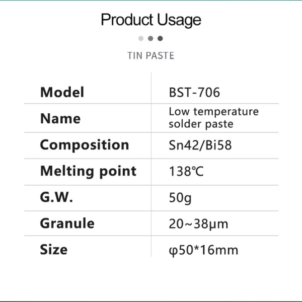 BST-706A 138 Melting Point Lead-Free Solder Paste