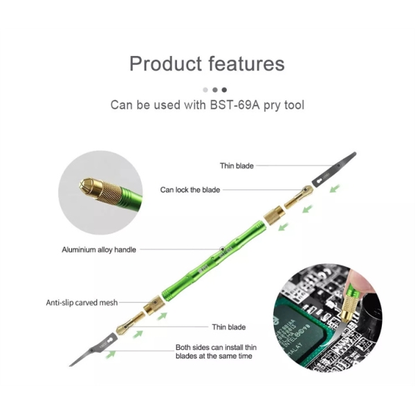 BST-69A+ 4 In 1 Blades CPU IC Chip Glue Remover Knife Motherboard PCB