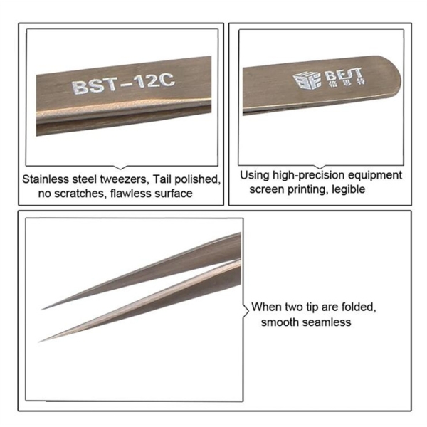 BEST BST-12C Stainless Tweezer