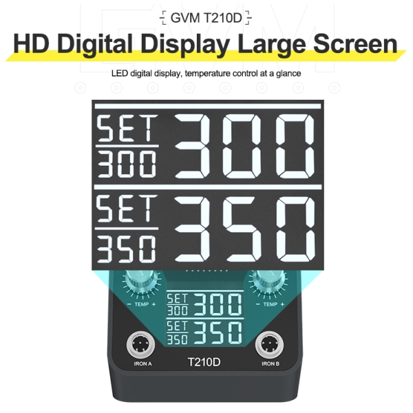 GVM T210D Intelligent Double Soldering Station with pair T210 Handle Electric Soldering Iron Station