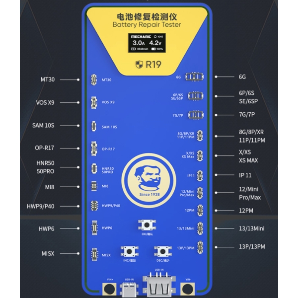 Mechanic R19 Battery Activated Repair Tester for iPhone 11-13Pro Max/Android