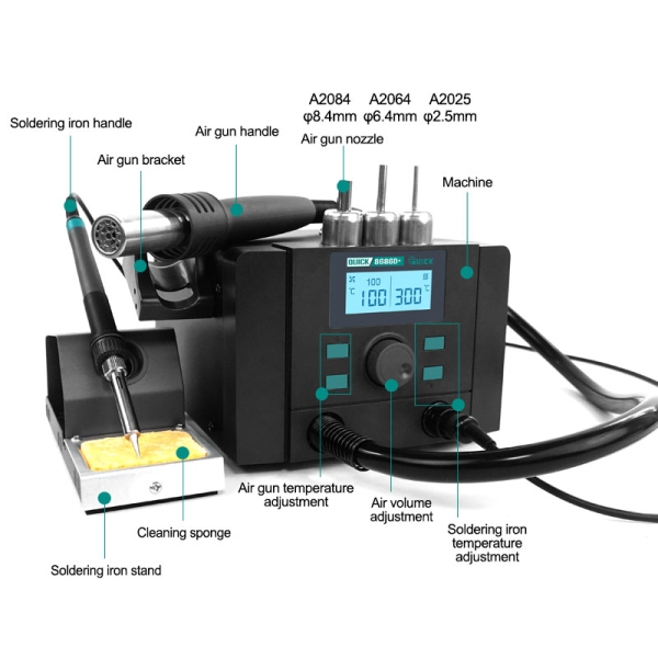 QUICK 8686D+ Hot Air Gun Lead-Free Heating Soldering Station