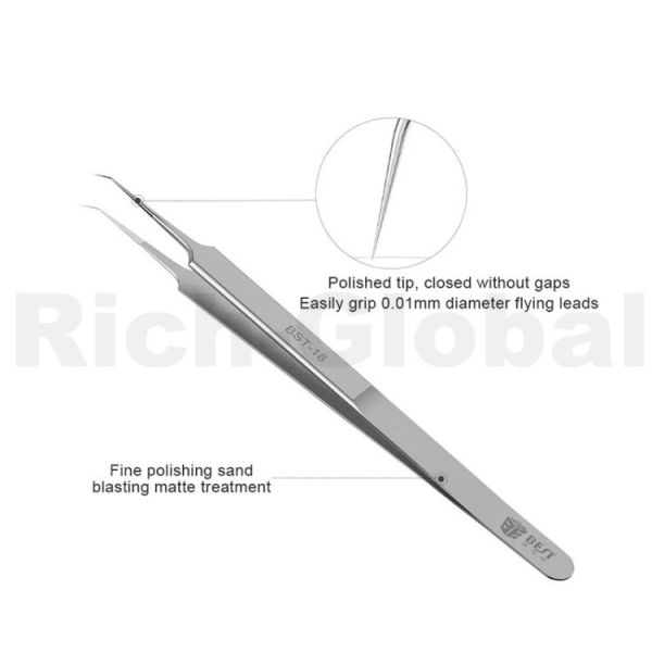 BST-Q10 Stainless Steel Precision Fingerprint Flying Wire Tweezers (2Pcs)