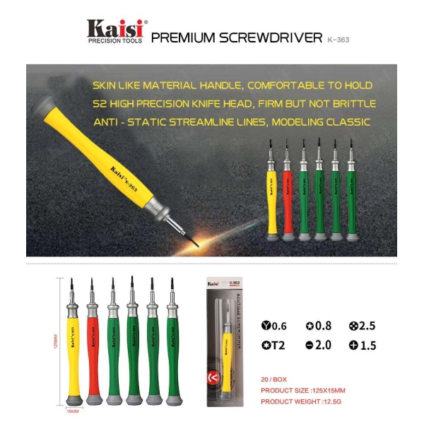 Kaisi K-363 Anti-Slip S2 Steel Precision Magnetic Screwdriver