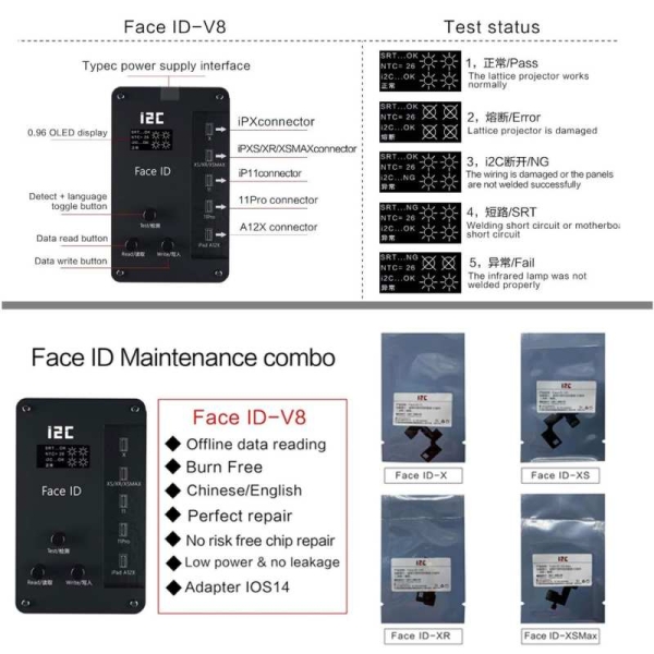 i2C FACE ID Dot Matrix Cable for V8 i6S Programmer