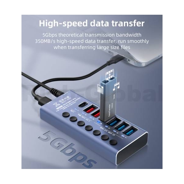 Mega-Idea K367H Fast Charging Hub With Corresponding Switch