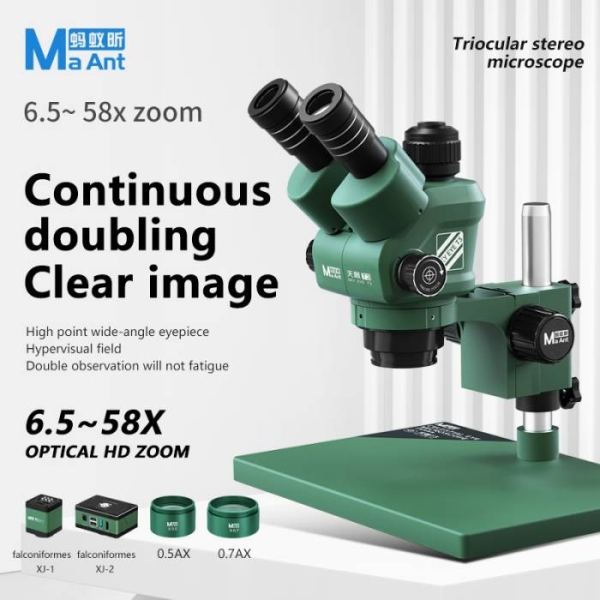 6.5-58X Trinocular Stereo Microscope With HD 4K Camera CTV Lens