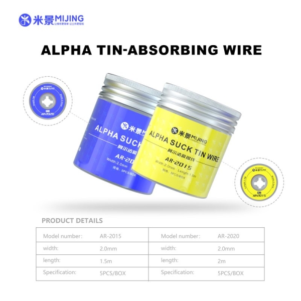 Mijing AR-2020 / AR-2015 Alpha Suck Tin Absorbing Wire (5pcs/box)