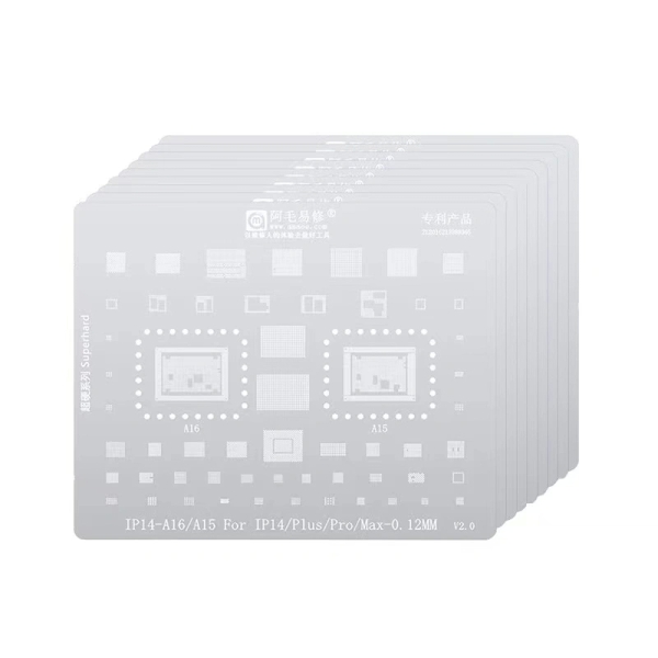 Amaoe 0.12mm BGA Reballing Stencil Set for iPhone 6 to 15 Pro Max Apple A8 to A17