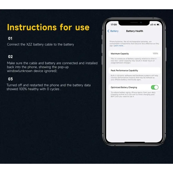 XinZhiZao Battery Repair Flex Cable for iPhone 8 to 14Pro Max / SE3 Health Data Cycle Times Modify