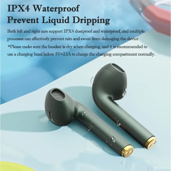 J18 Blue TWS Wireless Bluetooth Headphones Stereo Earbuds Earphones