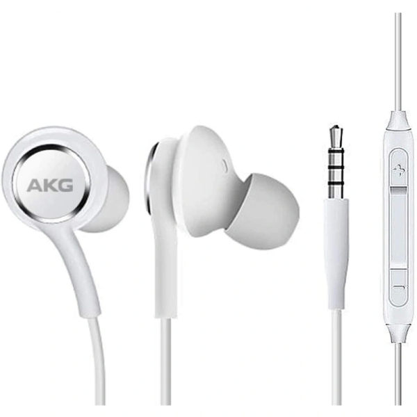 AKG White Earbuds Stereo Headphones For Samsung Galaxy S10 Cable 3.5mm Jack