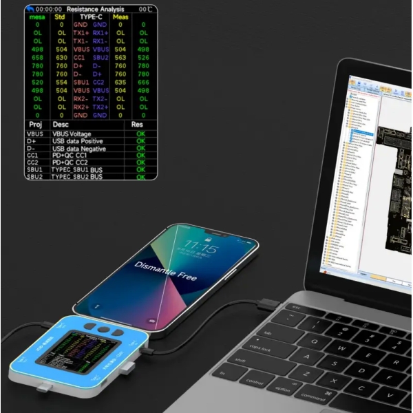 JCID CD01 Charging Detector With JC Drawing Type-C Lightning Port