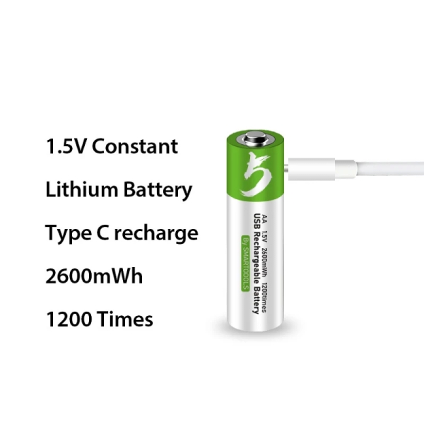 1.5V Type-C No.5 double A lithium ion USB Rechargeable AA Battery (4pcs/pack)