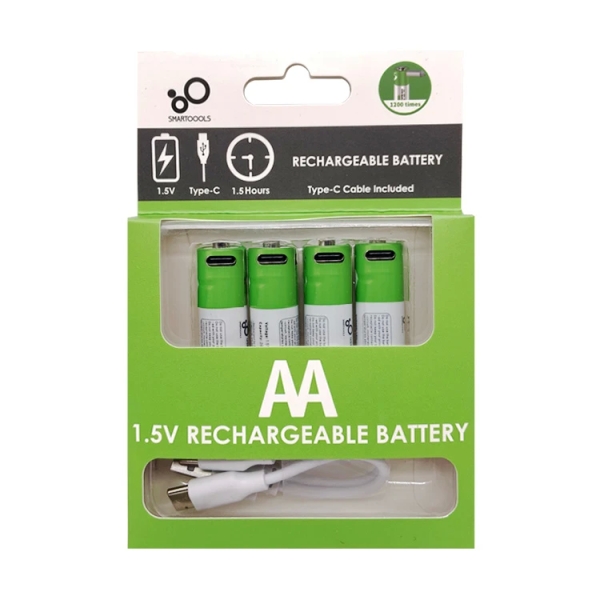 1.5V Type-C No.5 double A lithium ion USB Rechargeable AA Battery (4pcs/pack)