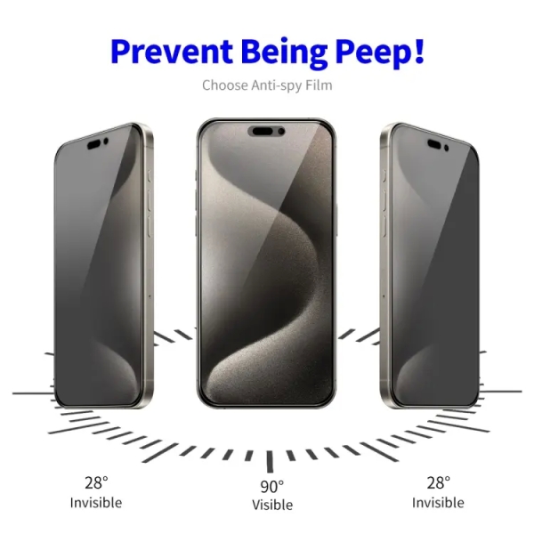 Privacy Tempered Glass Screen Protector For iPhone 15 Pro Max