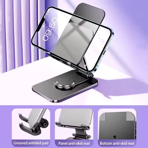 Q10 Aluminum Alloy 360° Rotation Portable Foldable Desktop Live Tablet Phone Holder