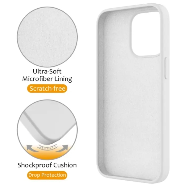 For iPhone 16 Pro Max Liquid Silicone MagSafe Magnetic Phone Case with Ring Holder(White)