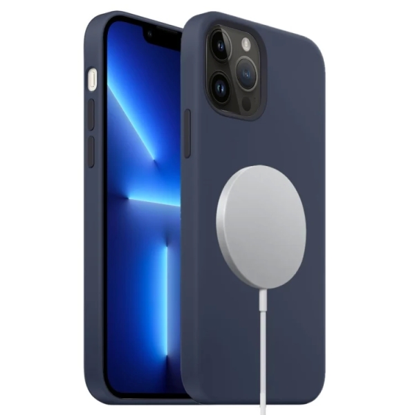 For iPhone 13 Pro Liquid Silicone Full Coverage MagSafe Phone Case(Navy Blue)