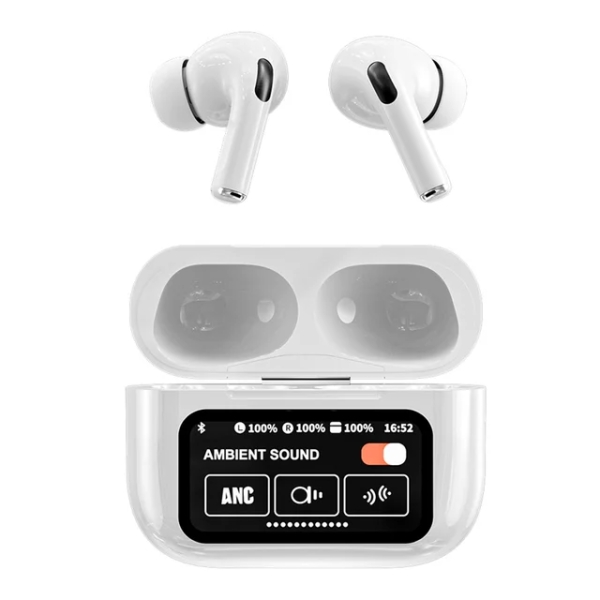 A9 Pro AI Simultaneous Translation White ANC/ENC Bluetooth 5.4 Wireless Earphones With Intelligent Display