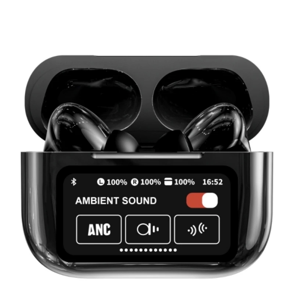 A9 Pro AI Simultaneous Translation Black ANC/ENC Bluetooth 5.4 Wireless Earphones With Intelligent Display