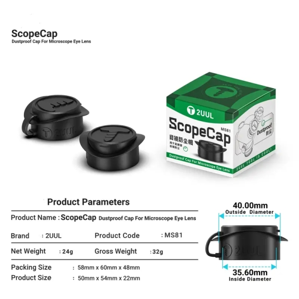 2UUL ScopeCap Dustproof Cap For Microscope Eye Lens (MS81)