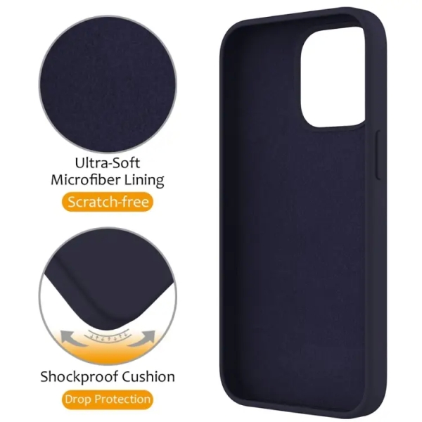 For iPhone 16 Pro Liquid Silicone MagSafe Magnetic Phone Case with Ring Holder(Midnight Blue)