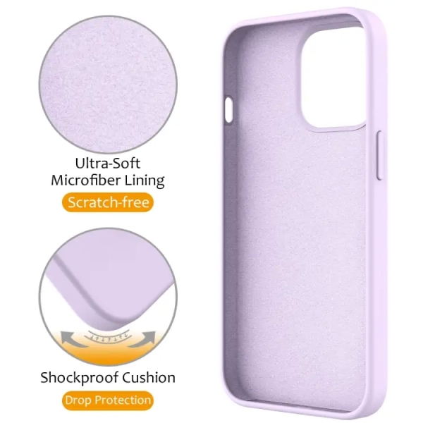 For iPhone 12 Pro Max Liquid Silicone MagSafe Magnetic Phone Case with Ring Holder(Lilac Purple)