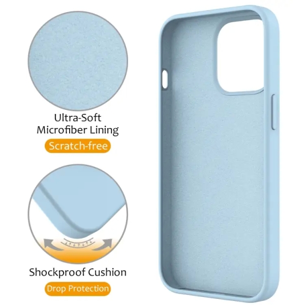 For iPhone 13 Pro Liquid Silicone MagSafe Magnetic Phone Case with Ring Holder(Sky Blue)