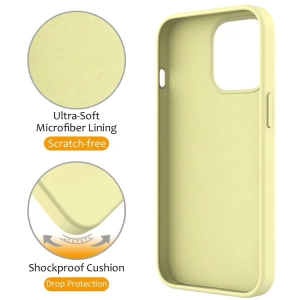 For iPhone 13 Pro Liquid Silicone MagSafe Magnetic Phone Case with Ring Holder(Yellow)