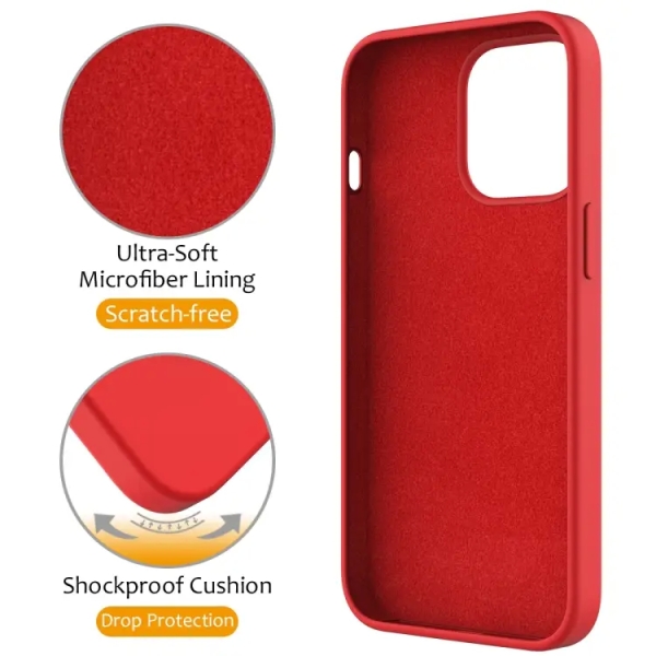 For iPhone 14 Pro Max Liquid Silicone MagSafe Magnetic Phone Case with Ring Holder(Red)