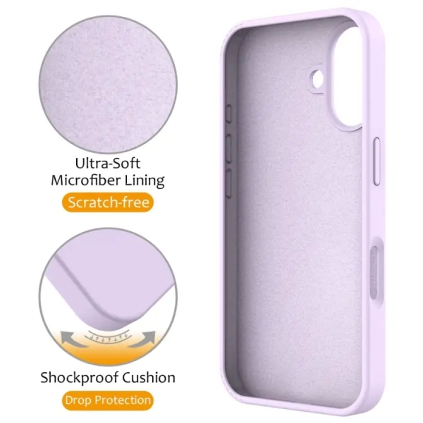 For iPhone 16 Plus Liquid Silicone MagSafe Magnetic Phone Case with Ring Holder(Lilac Purple)