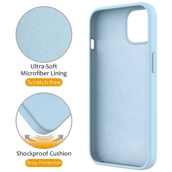 For iPhone 13 Liquid Silicone MagSafe Magnetic Phone Case with Ring Holder(Sky Blue)