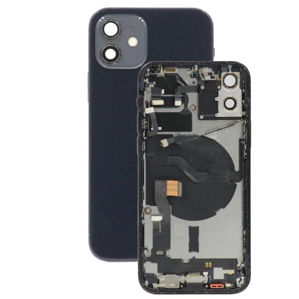 Back Housing With Parts For iPhone 12 (Black) (Original Pull) (Grade A)