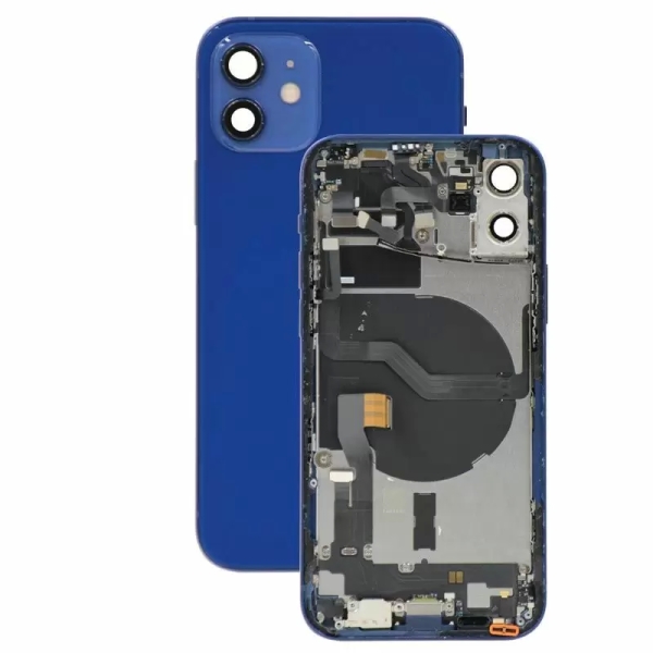 Back Housing With Parts For iPhone 12 (Blue) (Original Pull) (Grade A)