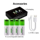 1.5V Type-C No.5 double A lithium ion USB Rechargeable AA Battery (4pcs/pack)