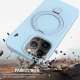 For iPhone 13 Pro Max Liquid Silicone MagSafe Magnetic Phone Case with Ring Holder(Sky Blue)