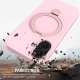 For iPhone 16 Liquid Silicone MagSafe Magnetic Phone Case with Ring Holder(Grey Pink)