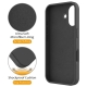 For iPhone 16 Liquid Silicone MagSafe Magnetic Phone Case with Ring Holder(Carbon Black)