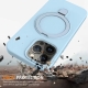 For iPhone 15 Pro Max Liquid Silicone MagSafe Magnetic Phone Case with Ring Holder(Sky Blue)