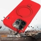 For iPhone 15 Pro Liquid Silicone MagSafe Magnetic Phone Case with Ring Holder(Red)