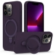 For iPhone 15 Pro Liquid Silicone MagSafe Magnetic Phone Case with Ring Holder(Purple)