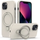 For iPhone 15 Plus Liquid Silicone MagSafe Magnetic Phone Case with Ring Holder(Antique White)